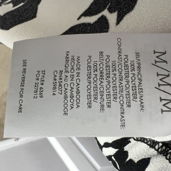 Cabi Size M X Factor Dress Black Ivory Floral Print #6369 Missing Belt - Picture 9 of 9